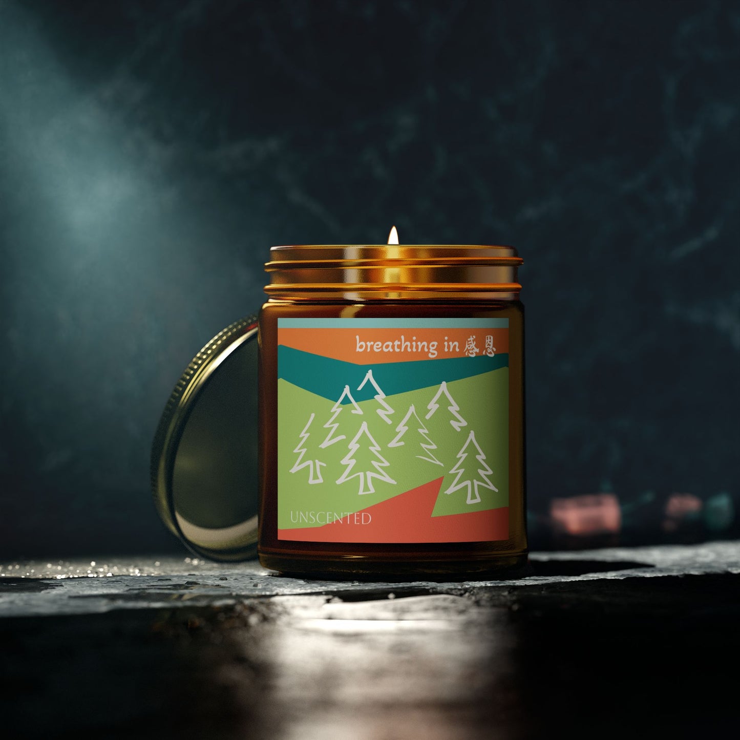 Unscented Candles - Breathing In 感恩 Forest Motif Eco-Friendly Candle (4oz, 9oz)