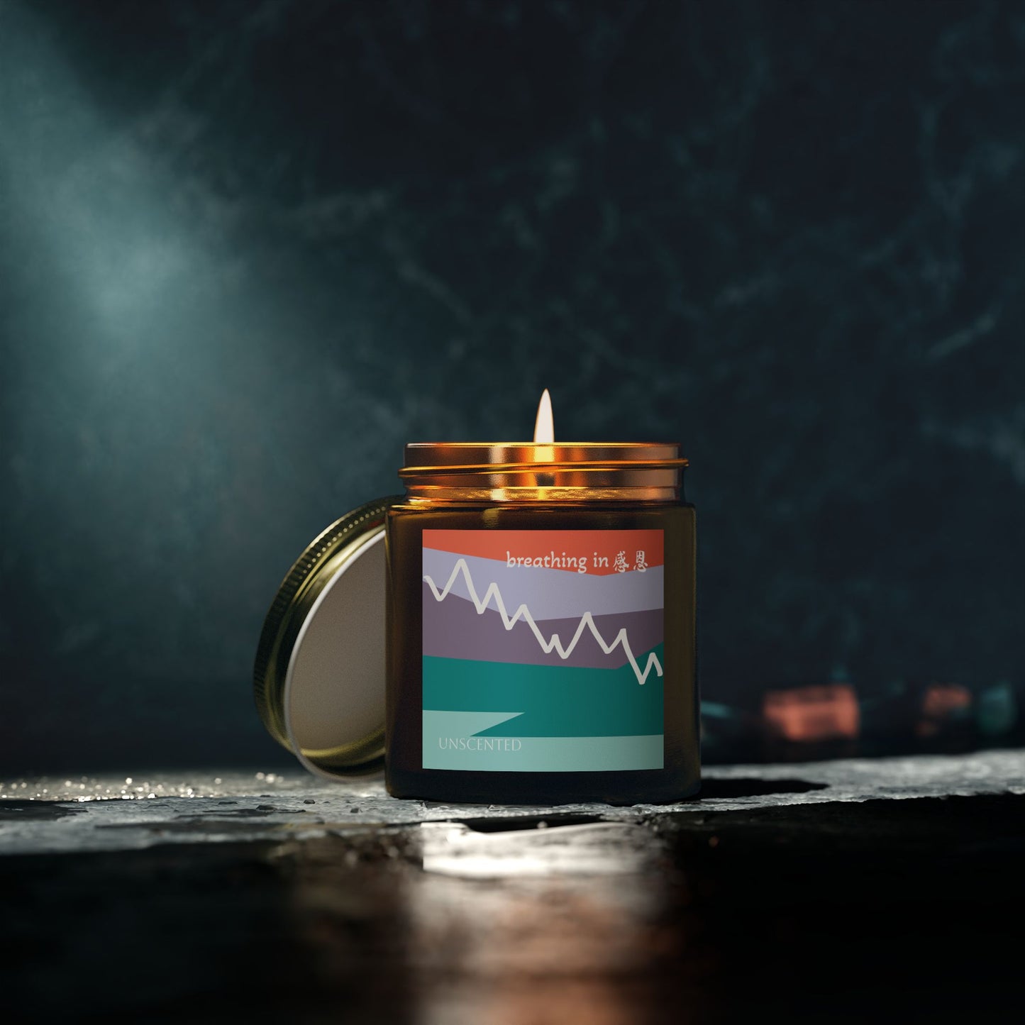 Unscented Candles - Breathing In 感恩 Mountain Motif Eco-Friendly Candle (4oz, 9oz)