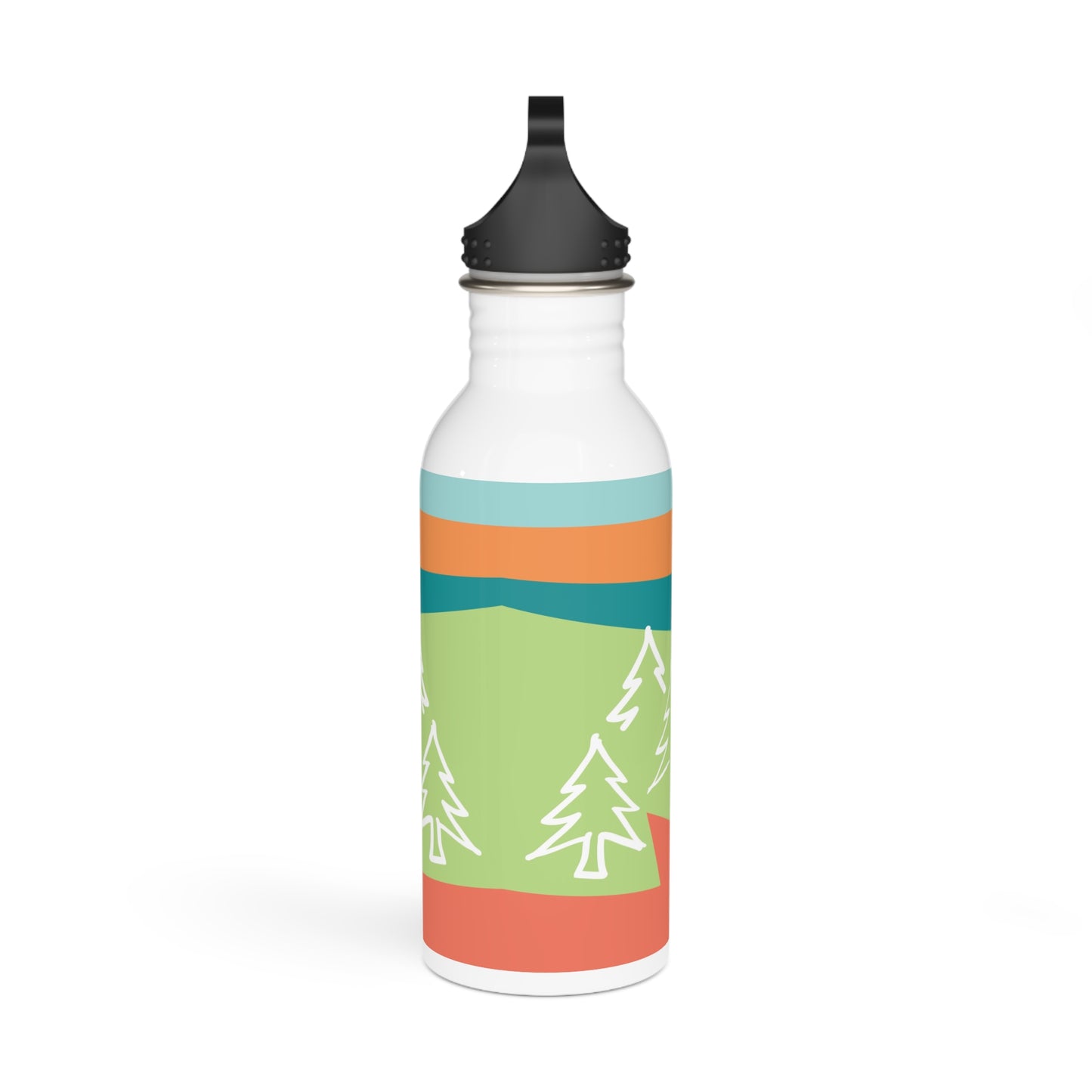 Stainless Steel Water Bottle - Forest 感恩 Motif with Tropic Teal Message