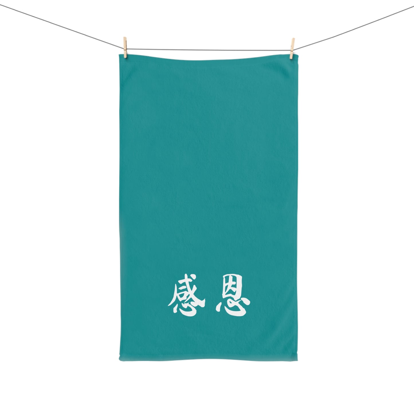 Hand Towel - Tropic Teal Coloured 感恩 Design