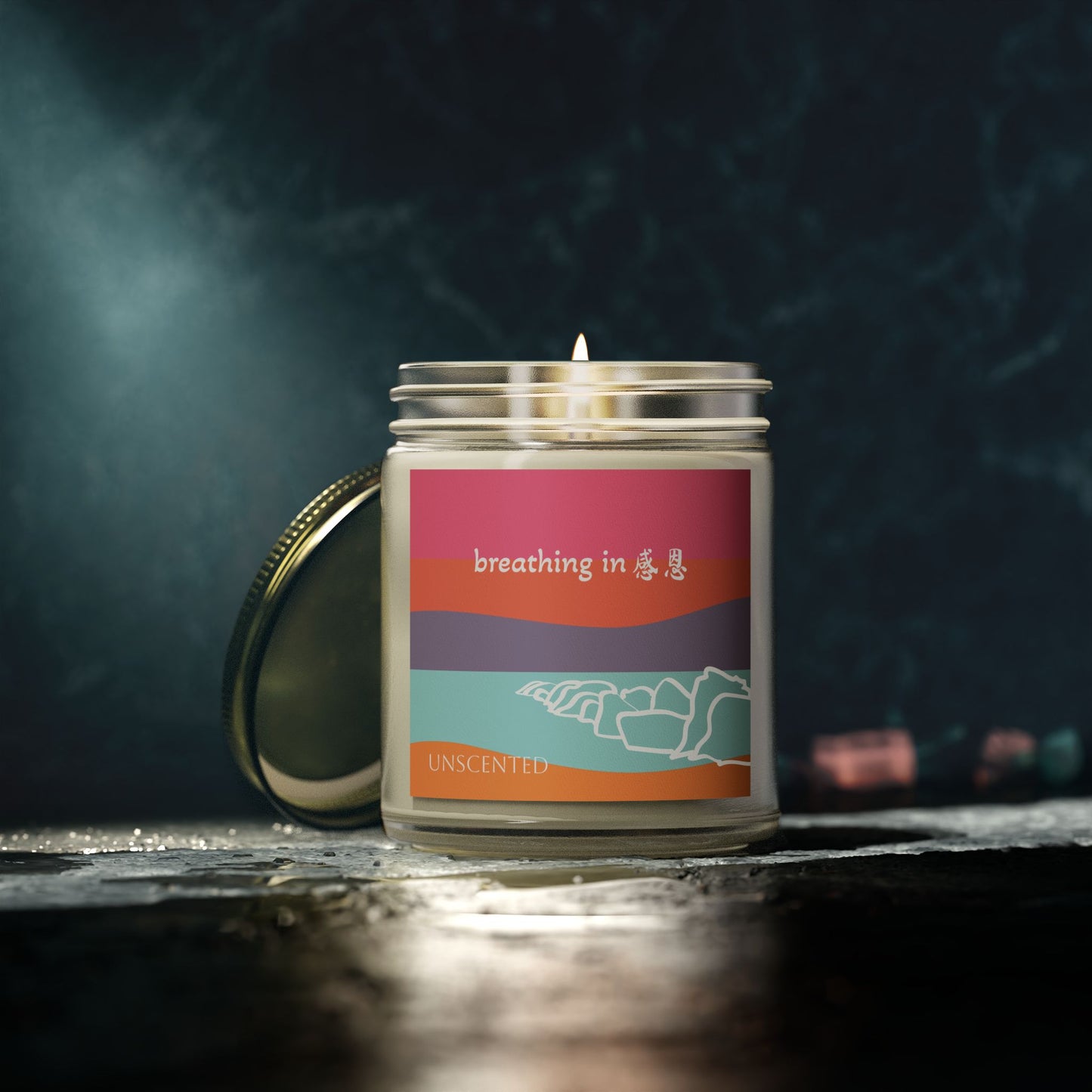 Unscented Candles - Breathing In 感恩 Beach Motif Eco-Friendly Candle (4oz, 9oz)