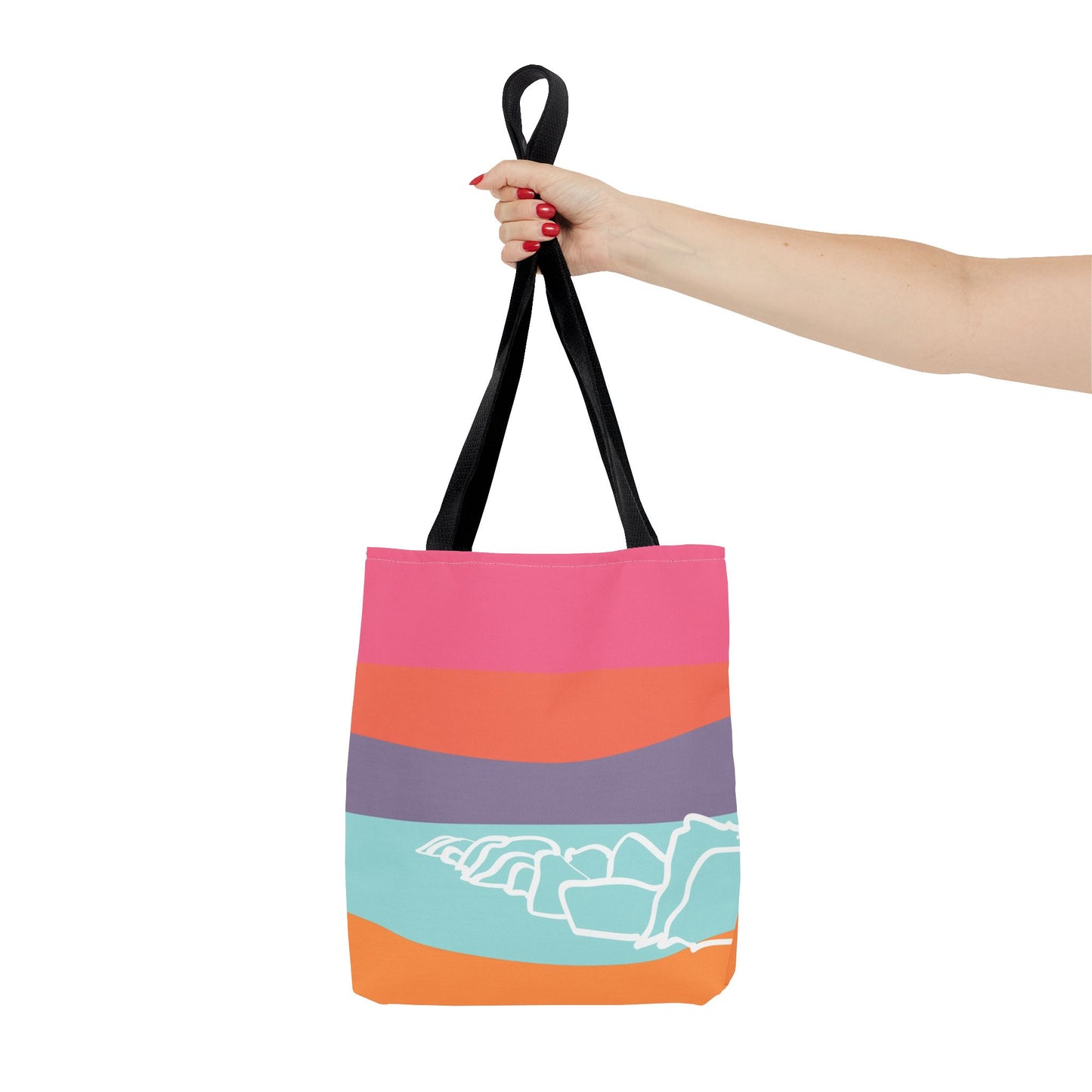 Tote Bag - Beach 感恩 Everyday Carry Bag with Solid Melon Orange Back